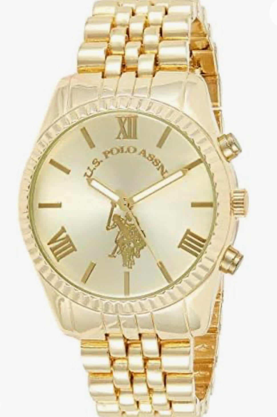 U.S. Polo Assn. Women's Quartz Watch, Analog Display and Gold Plated Strap