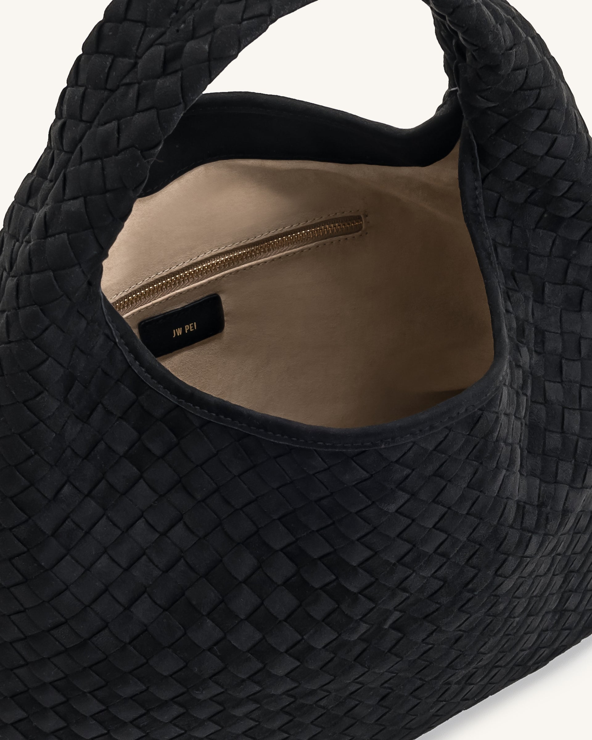 JW PEI Iaura faux suede woven shoulder bag