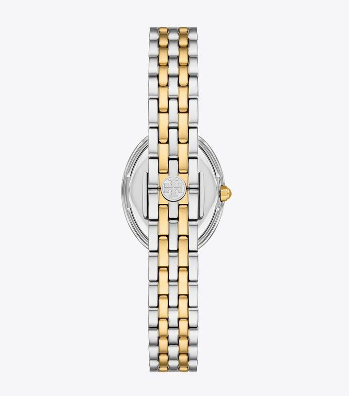 TORY BURCH Oval Stainless Quartz Watch, 22 x 28mm