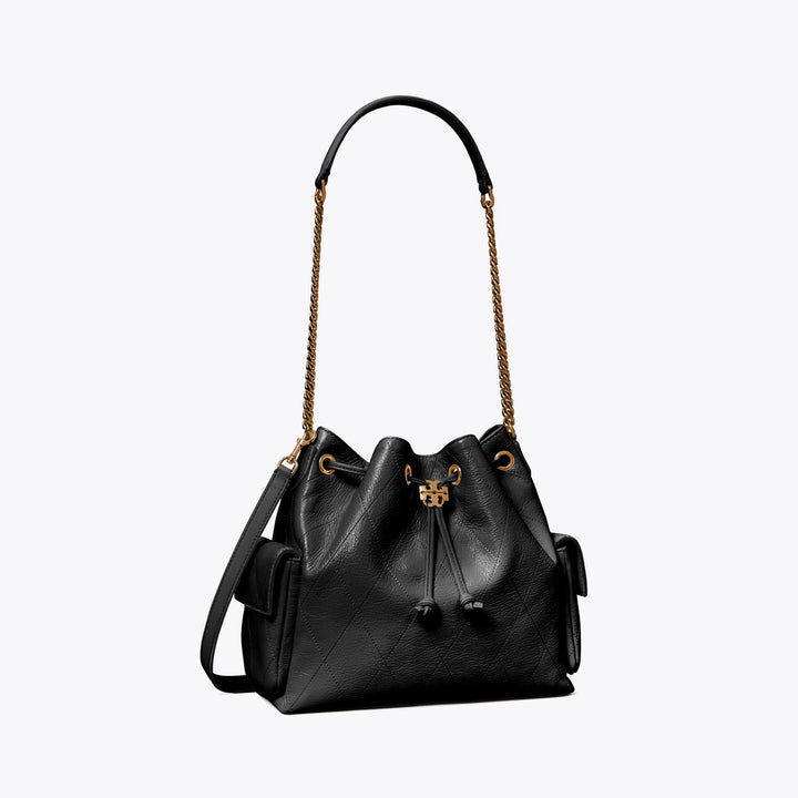 TORY BURCH  CHARLIE QUILTED SUEDE DRAWSTRING SHOULDER BAG(small)