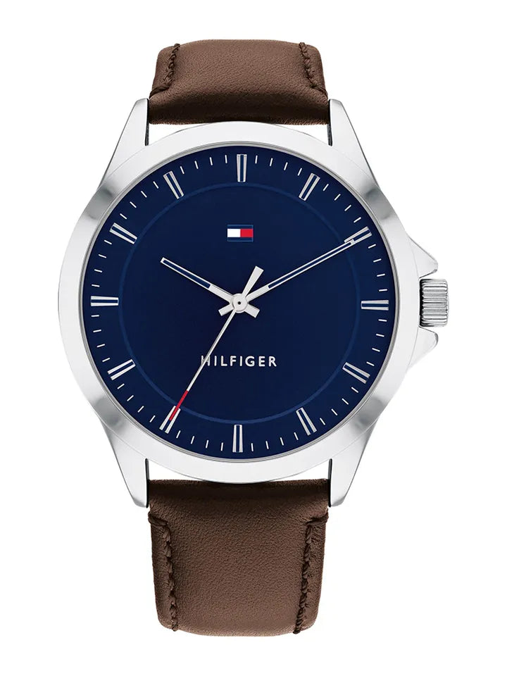Tommy hilfigher Men's Brown Leather Strap Watch 44mm