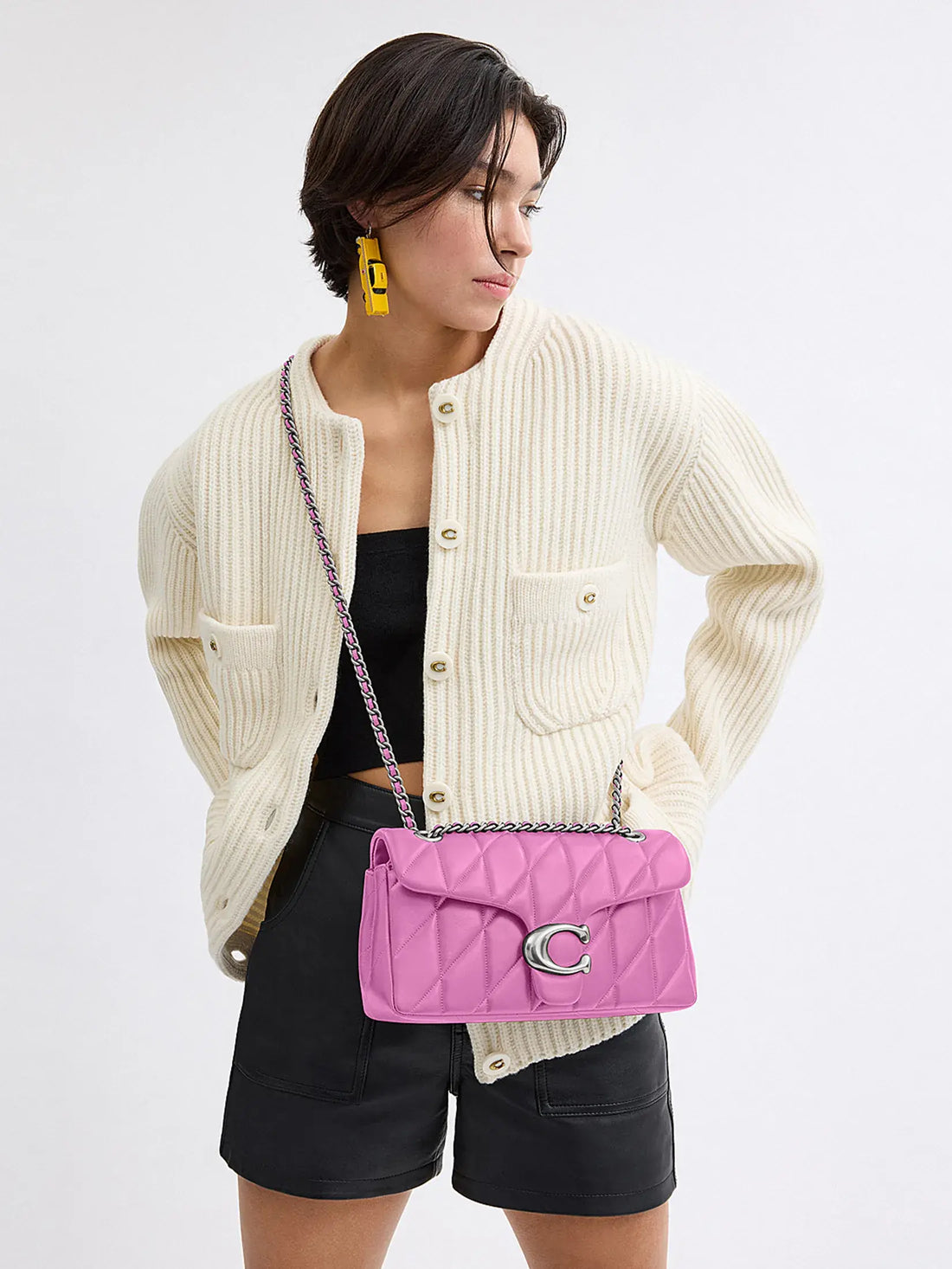 Coach Tabby 26 Quilted Fuchsia Leather Shoulder Bag