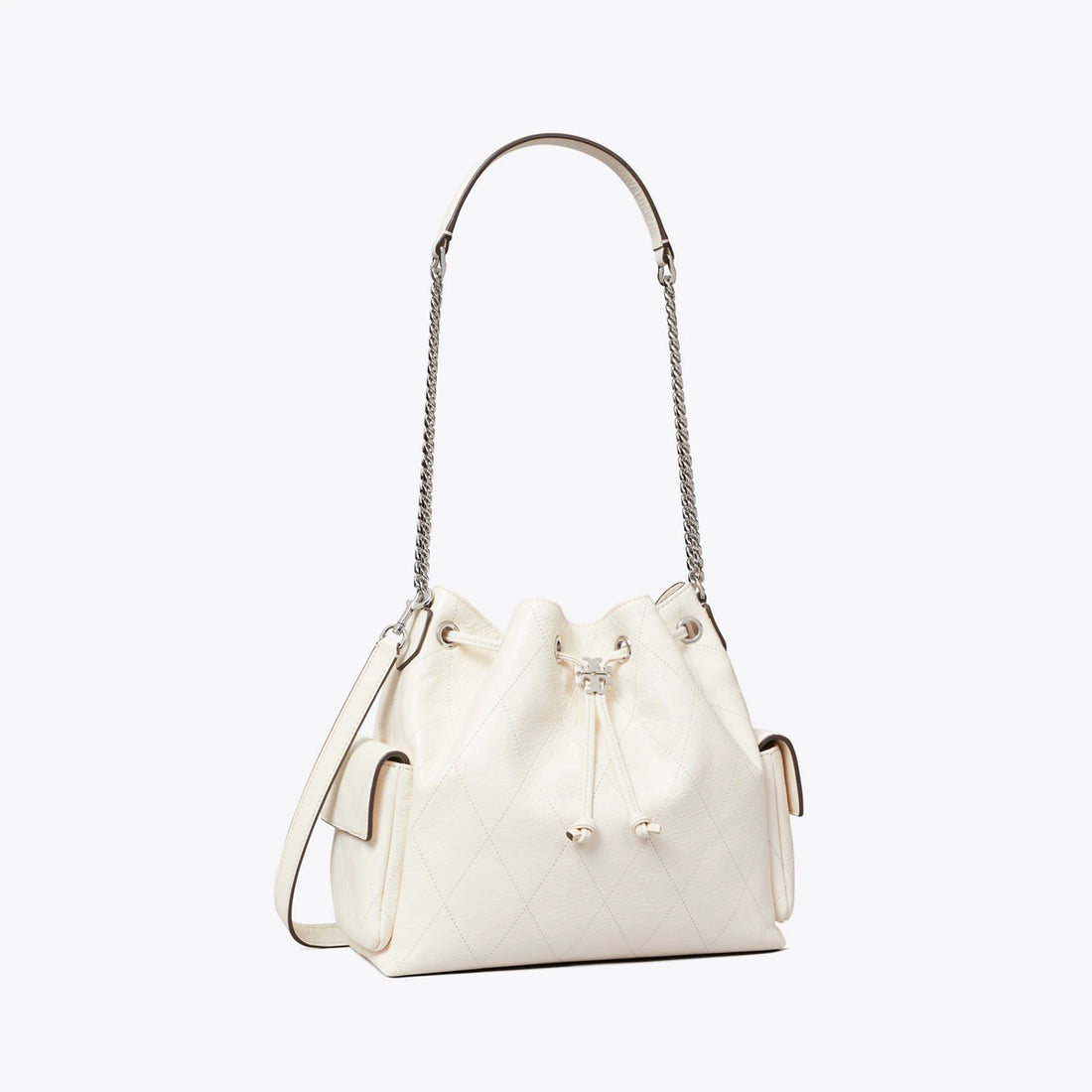 TORY BURCH  CHARLIE QUILTED SUEDE DRAWSTRING SHOULDER BAG(small)