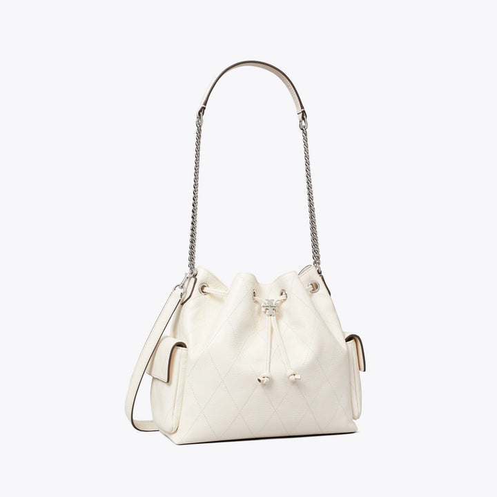 TORY BURCH  CHARLIE QUILTED SUEDE DRAWSTRING SHOULDER BAG(small)