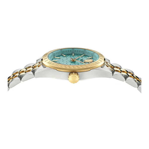 Versace V-Code Two-tone Stainless Steel Tiffany Blue Dial Quartz Watch for Ladies - VE8I00524
