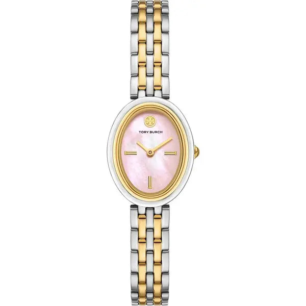 TORY BURCH Oval Stainless Quartz Watch, 22 x 28mm