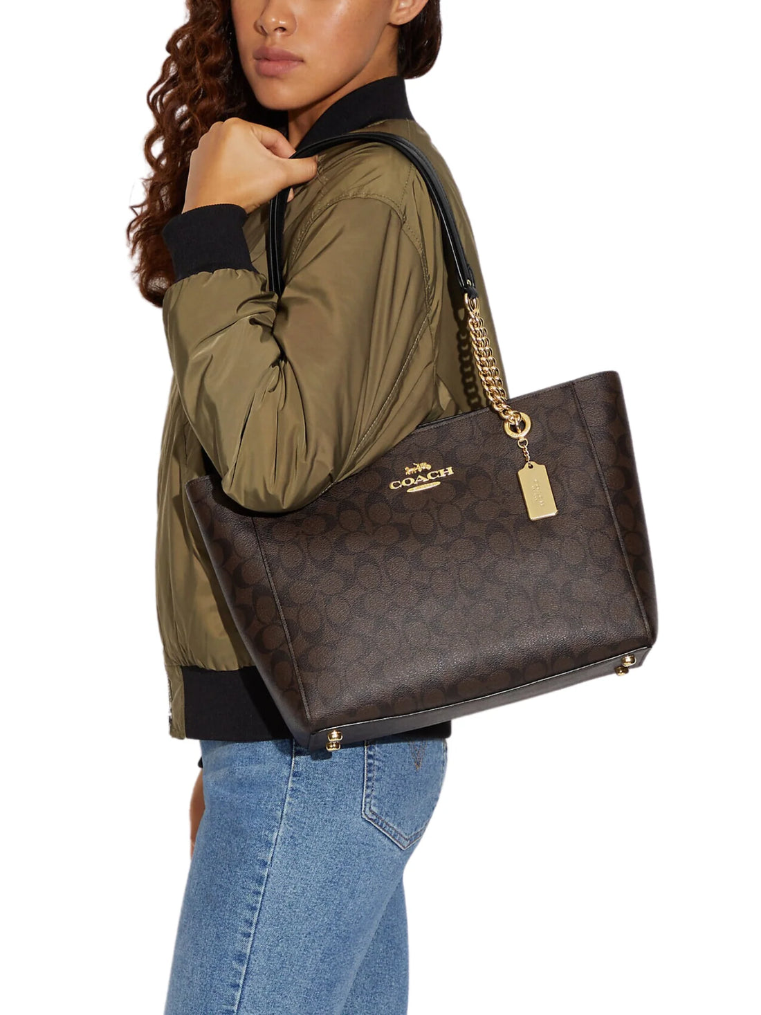 Coach Cammie Chain Tote In Signature Canvas
