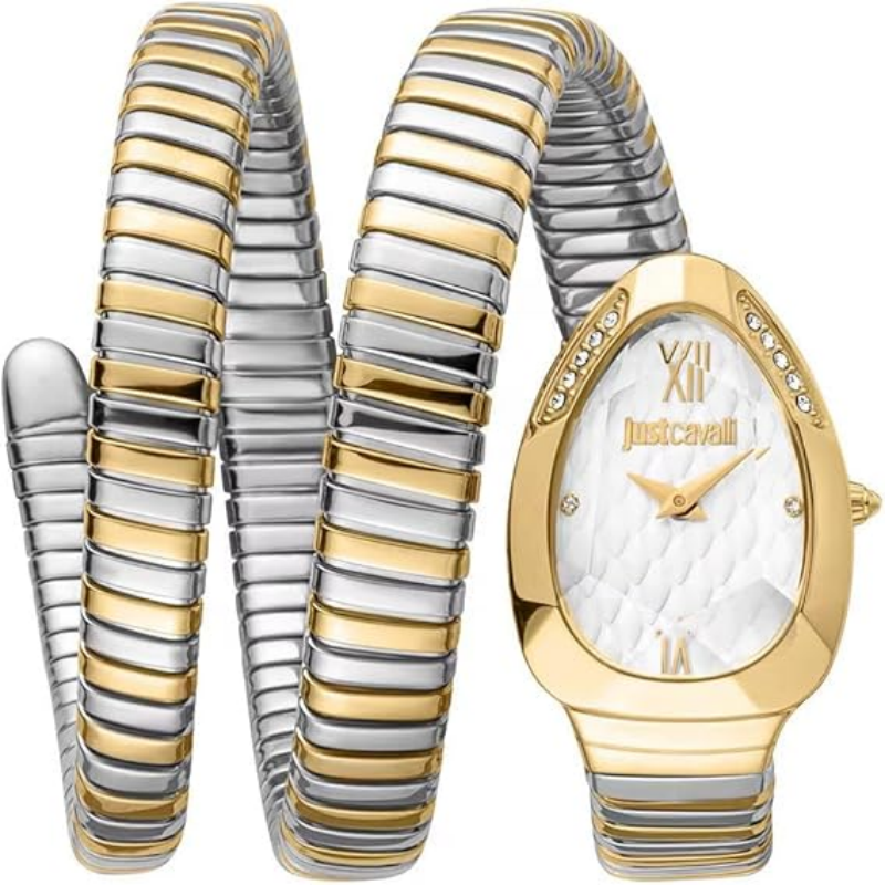 Just Cavalli Women’s Quartz Two-Tone Snake Stainless Steel Silver Dial 22mm Watch JC1L224M0065