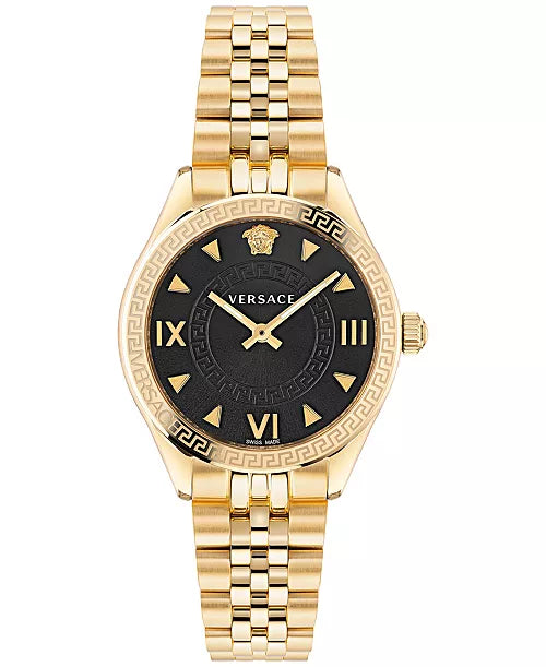 Versace Women's Swiss Hellenyium Gold Ion Plated Stainless Steel Bracelet Watch 36mm