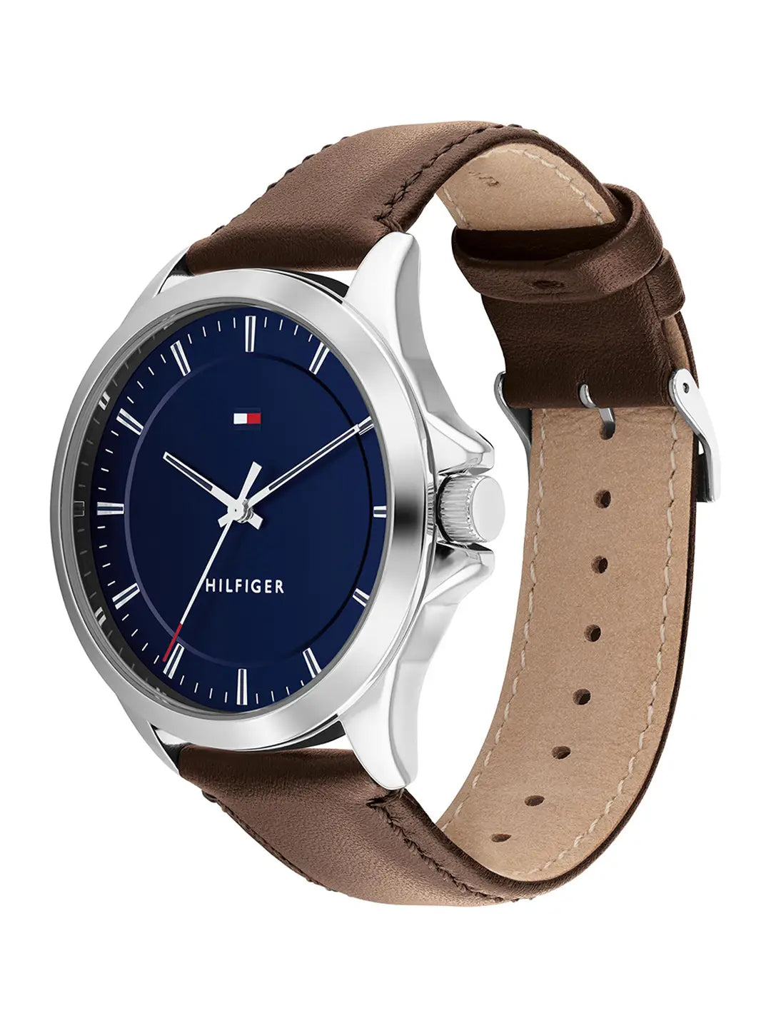 Tommy hilfigher Men's Brown Leather Strap Watch 44mm