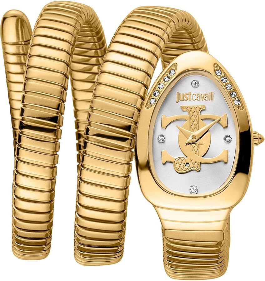 Just Cavalli Cosenza Silver Dial Gold Steel Strap Watch For Women - JC1L232M0025