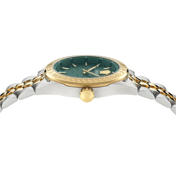 Versace V-Code Two-tone Stainless Steel Green Dial Quartz Watch for Ladies - VE8I00424