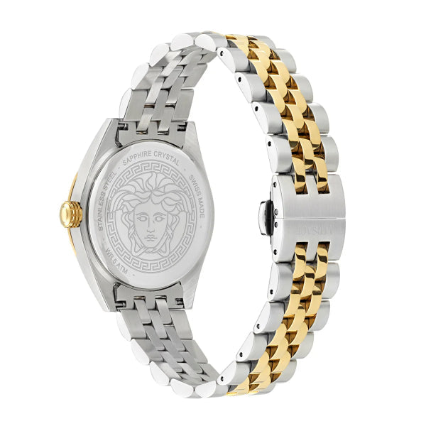 Versace V-Code Two-tone Stainless Steel Green Dial Quartz Watch for Ladies - VE8I00424