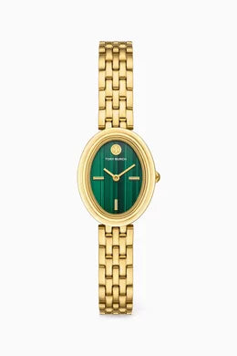 TORY BURCH Oval Stainless Quartz Watch, 22 x 28mm