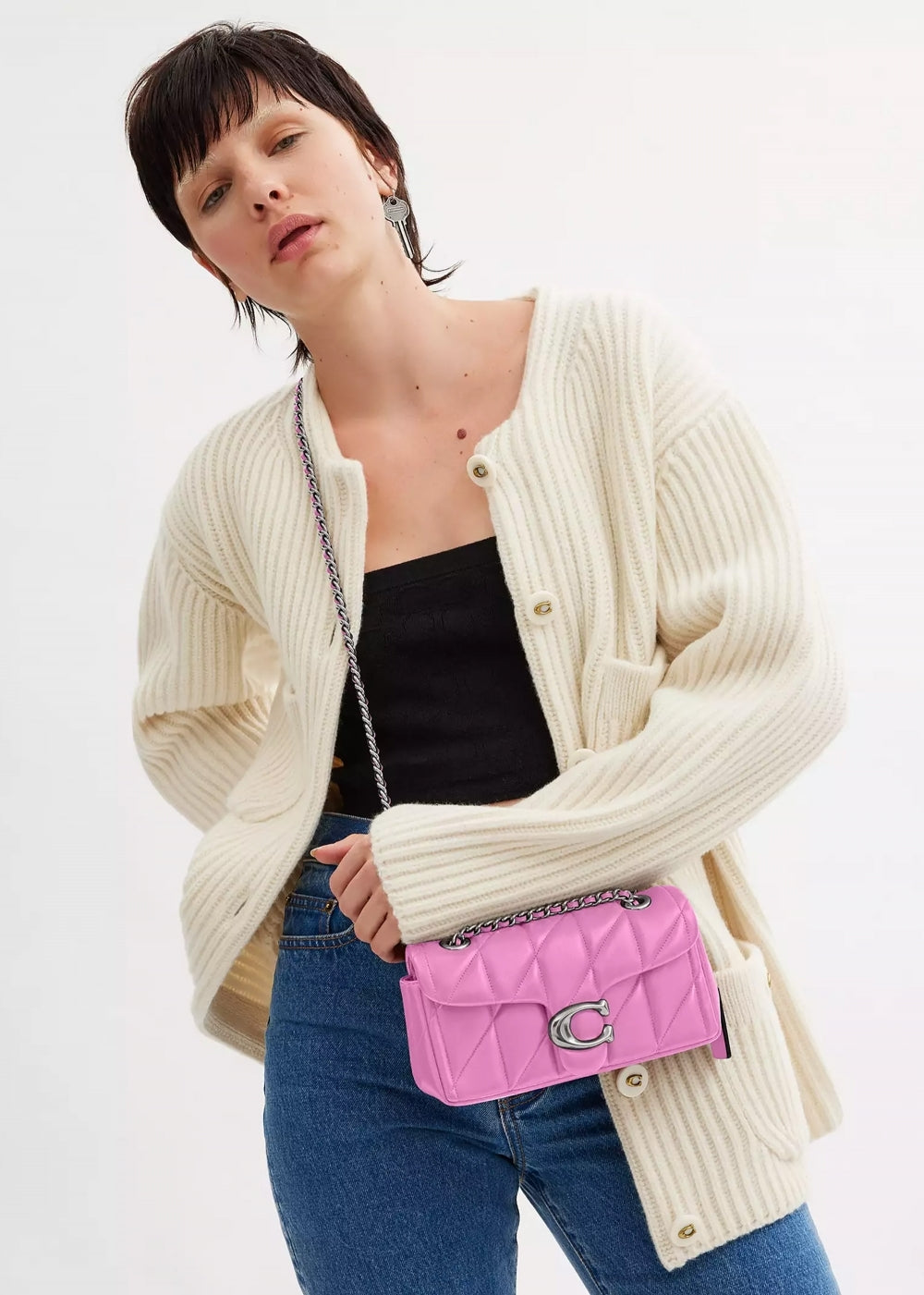 Coach Tabby 20 Quilted Fuchsia Leather Shoulder Bag