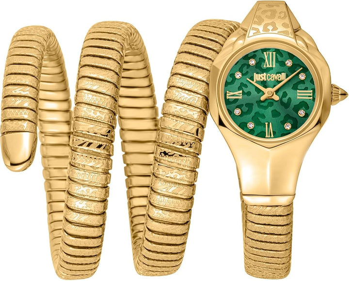 Just Cavalli Women’s Quartz Snake Stainless Steel Silver Dial 22mm Watch