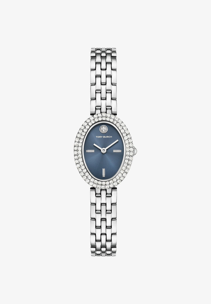 TORY BURCH Oval Stainless Quartz Watch, 22 x 28mm