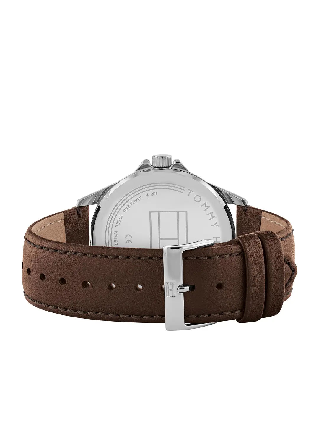 Tommy hilfigher Men's Brown Leather Strap Watch 44mm