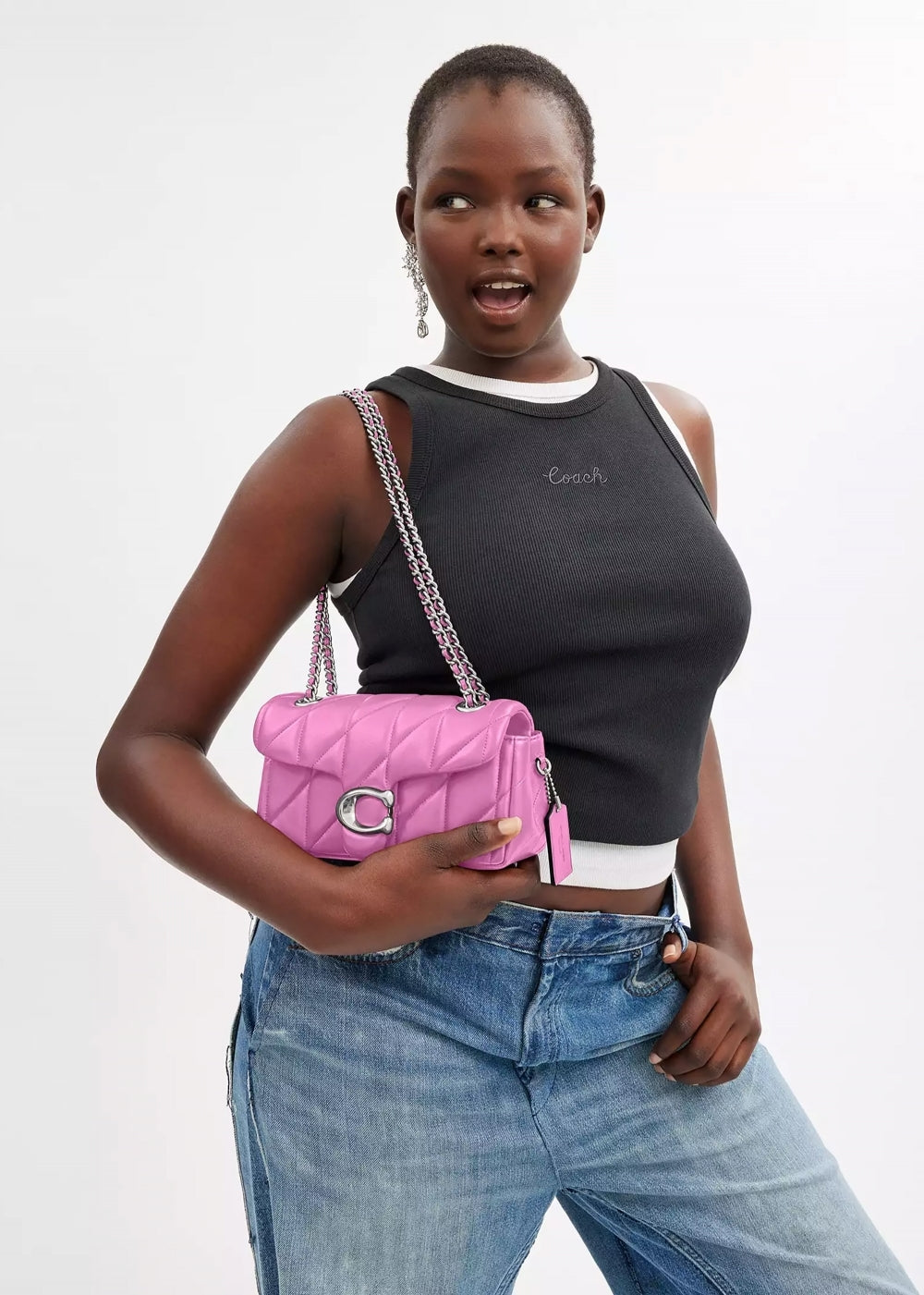 Coach Tabby 20 Quilted Fuchsia Leather Shoulder Bag