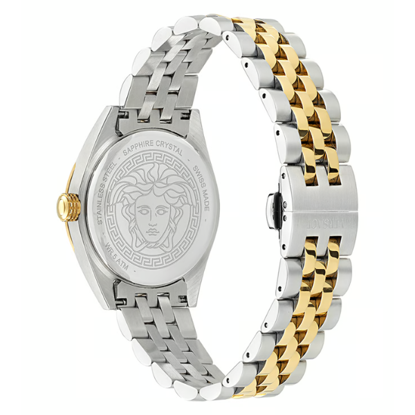 Versace V-Code Two-tone Stainless Steel Tiffany Blue Dial Quartz Watch for Ladies - VE8I00524