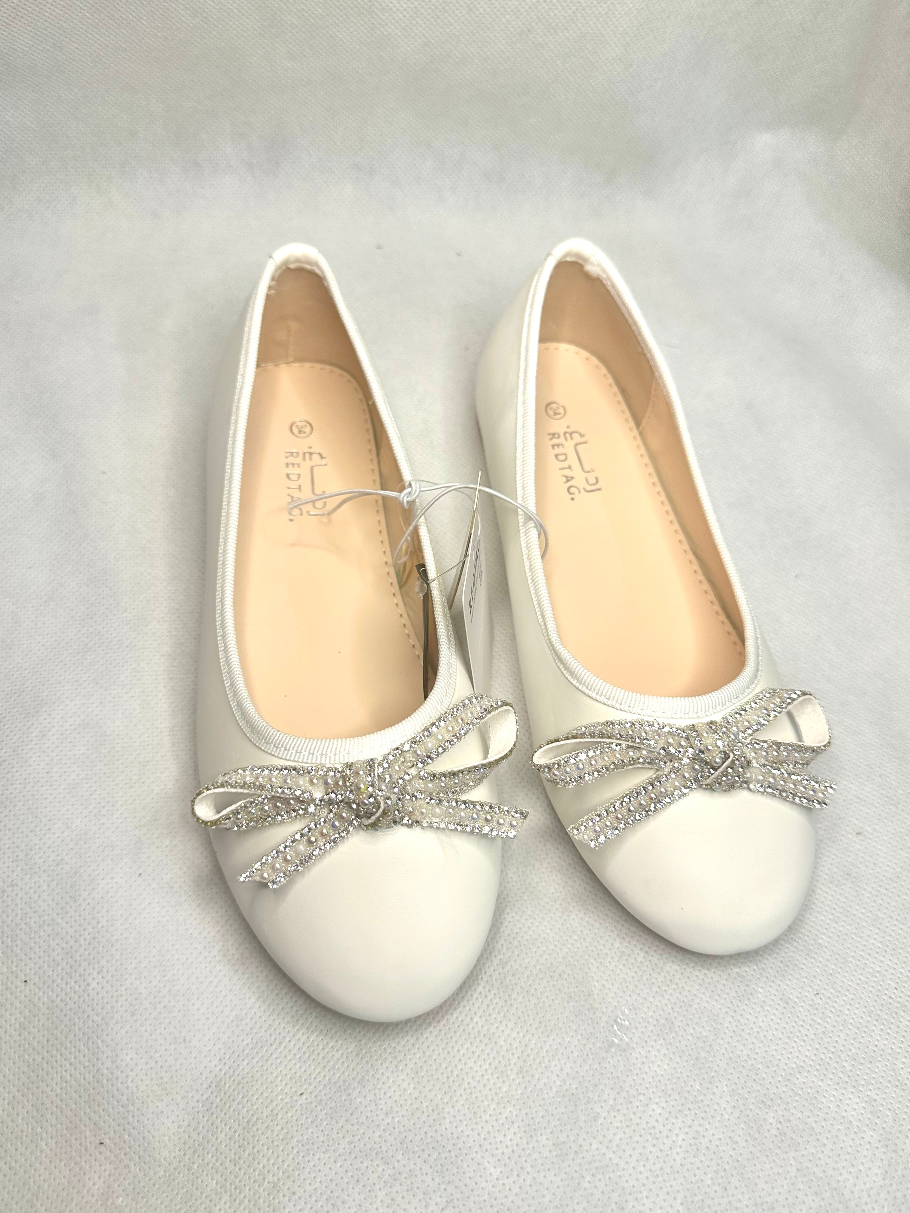 Beautiful redtag white bow embelished pump shoes