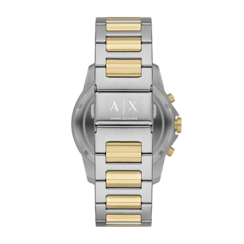 Armani Exchange Men’s Quartz Two Tone Stainless Steel Black Dial 44mm Watch AX7148