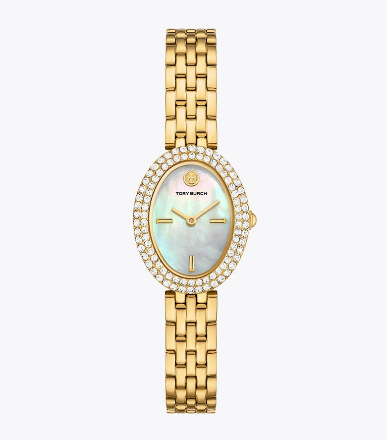 Tory Burch "The Oval" Crystal Bezel Bracelet Watch (Model: TBW6034