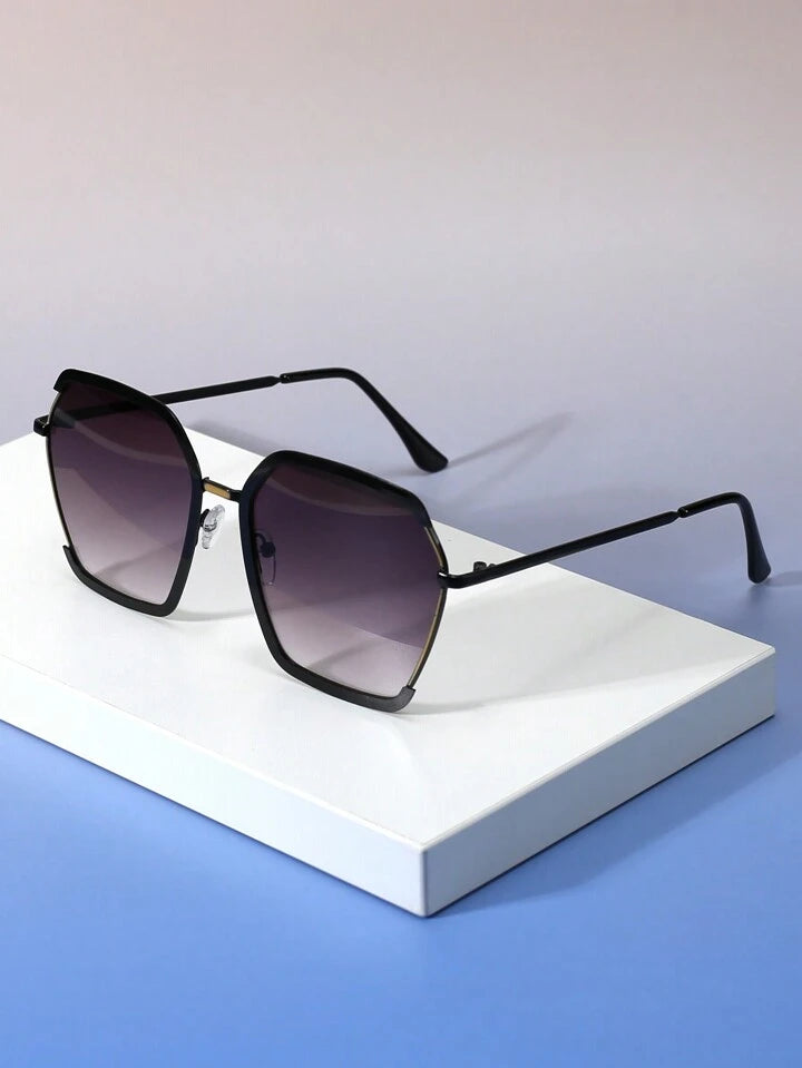 Women Polygonal Metal Frame, Minimalist And Fashionable Sunglasses