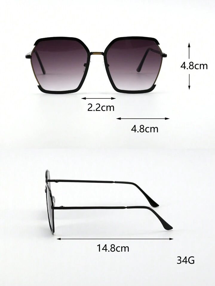 Women Polygonal Metal Frame, Minimalist And Fashionable Sunglasses