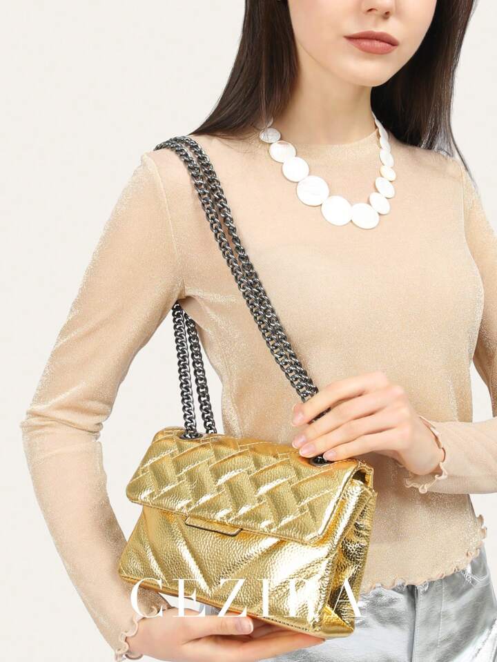 CEZIRA 1 Pc Fashionable Metallic Color PU Leather Bag