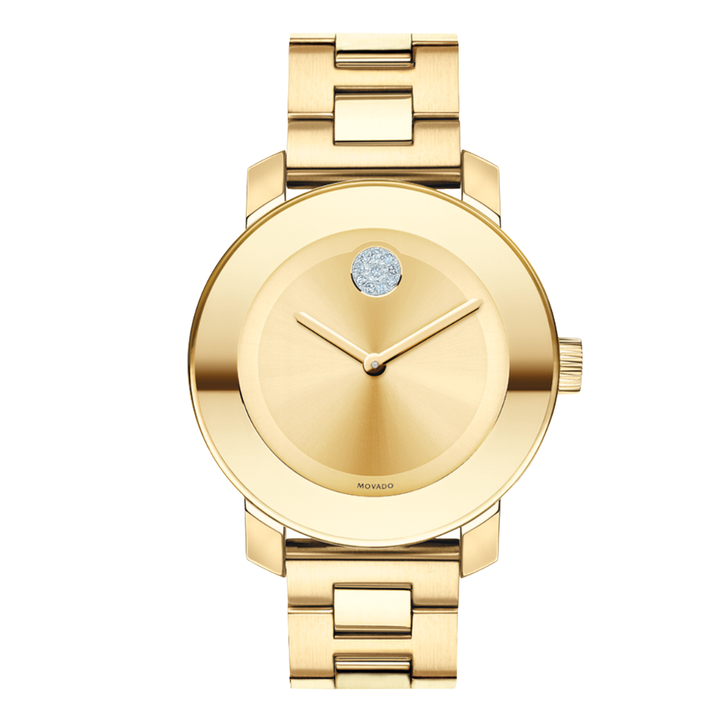Movado Gold Stainless Steel Gold Dial Quartz Watch for Ladies - Movado 3600104