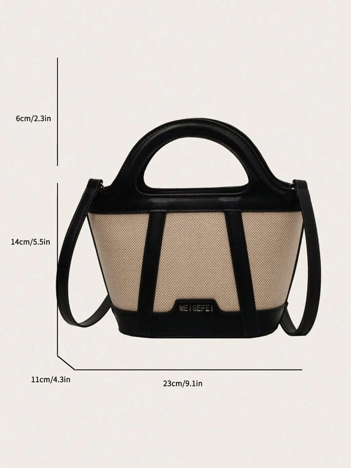 Shein 1pc Korean-Style Black Barrel Bag