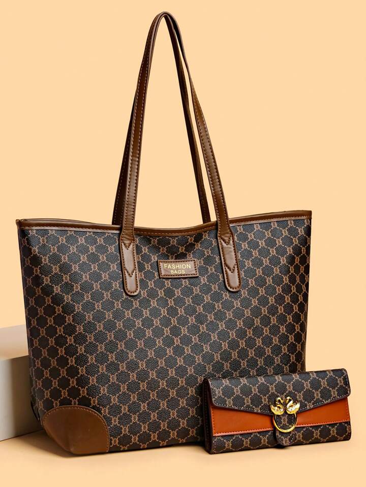 Shein 2pcs/Set Large Capacity Tote Bag Handbag & Wallet