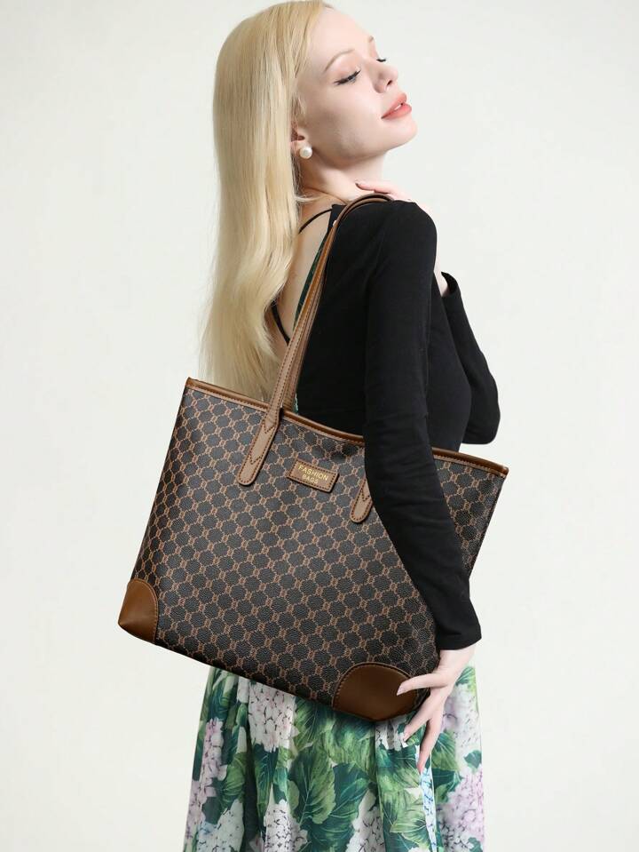 Shein 2pcs/Set Large Capacity Tote Bag Handbag & Wallet