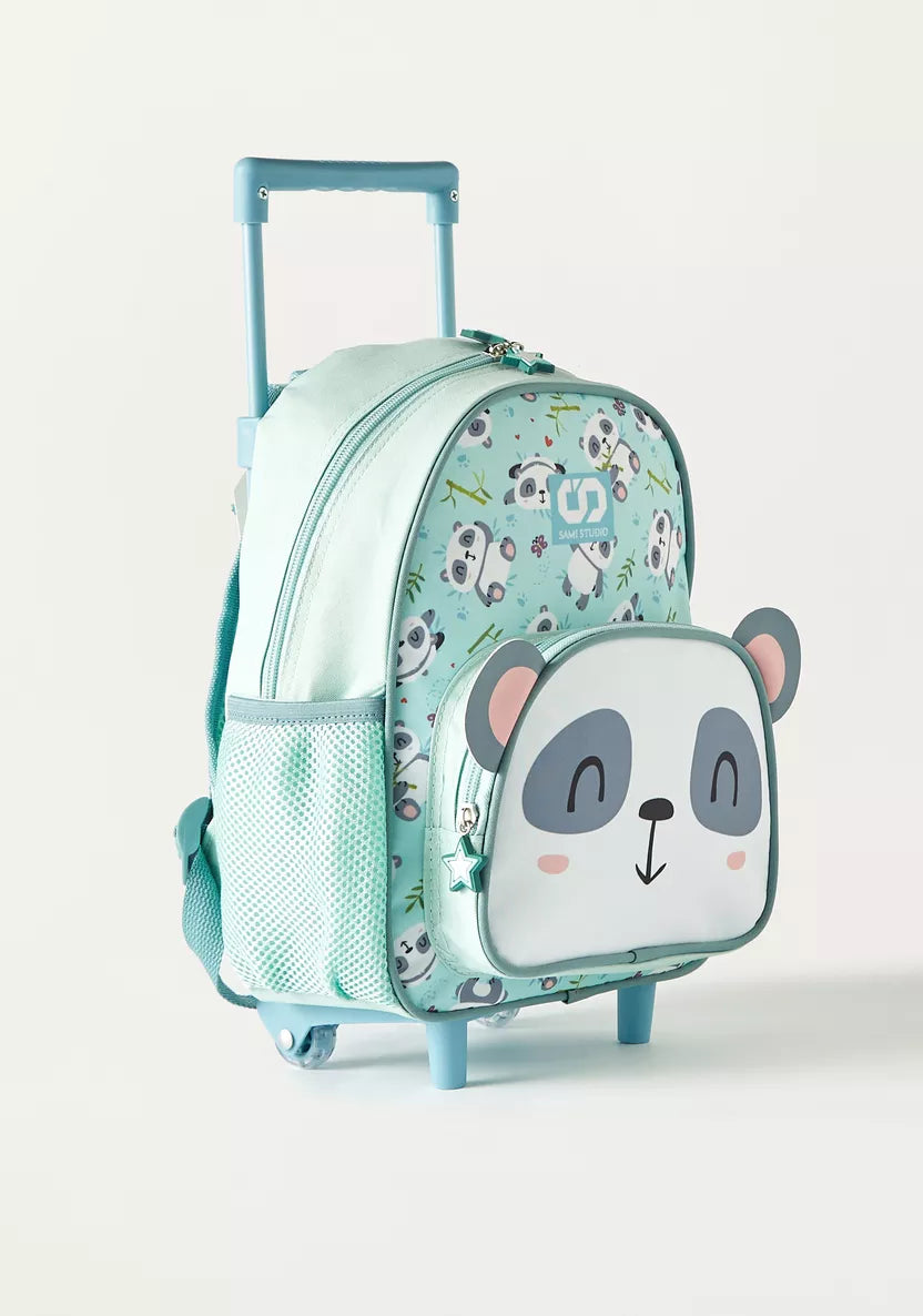 SAMI STUDIO Panda Ear 12-inch Trolley Backpack with Lunch Bag & Pencil Pouch