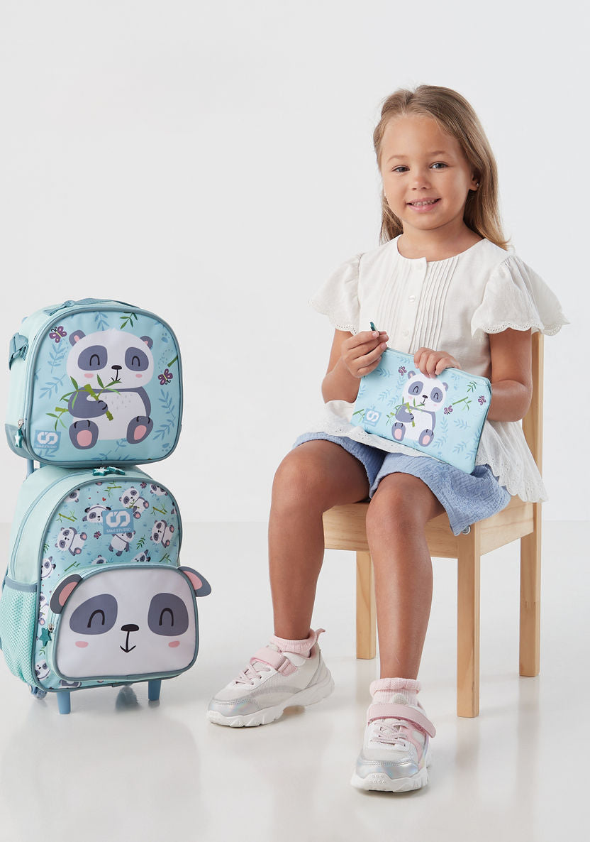 SAMI STUDIO Panda Ear 12-inch Trolley Backpack with Lunch Bag & Pencil Pouch