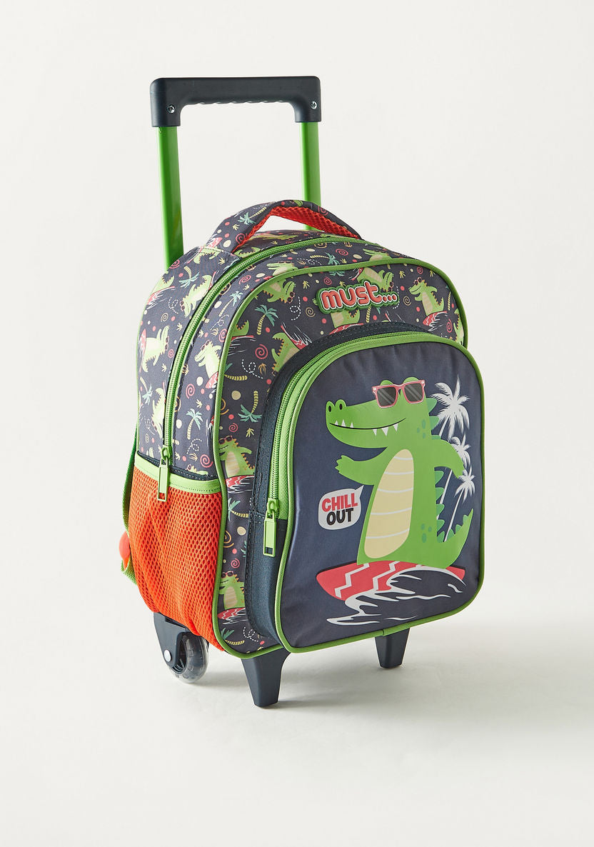 Must 3-Piece Dinosaur Print 12-inch Trolley Backpack Set