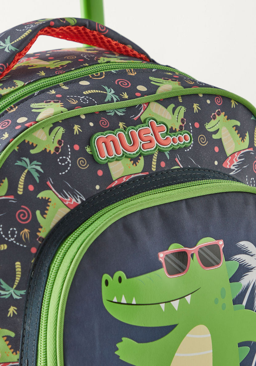 Must 3-Piece Dinosaur Print 12-inch Trolley Backpack Set