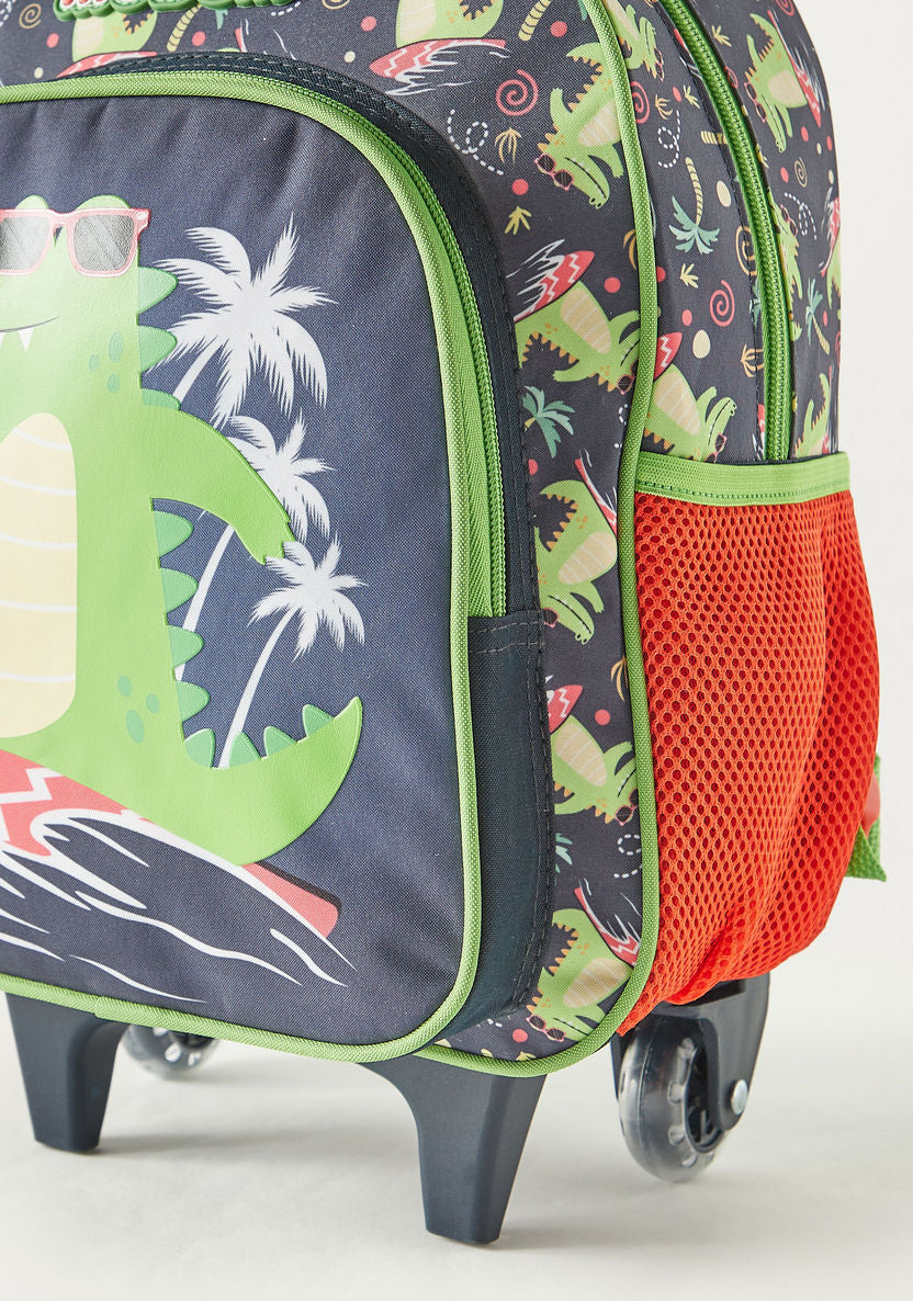 Must 3-Piece Dinosaur Print 12-inch Trolley Backpack Set