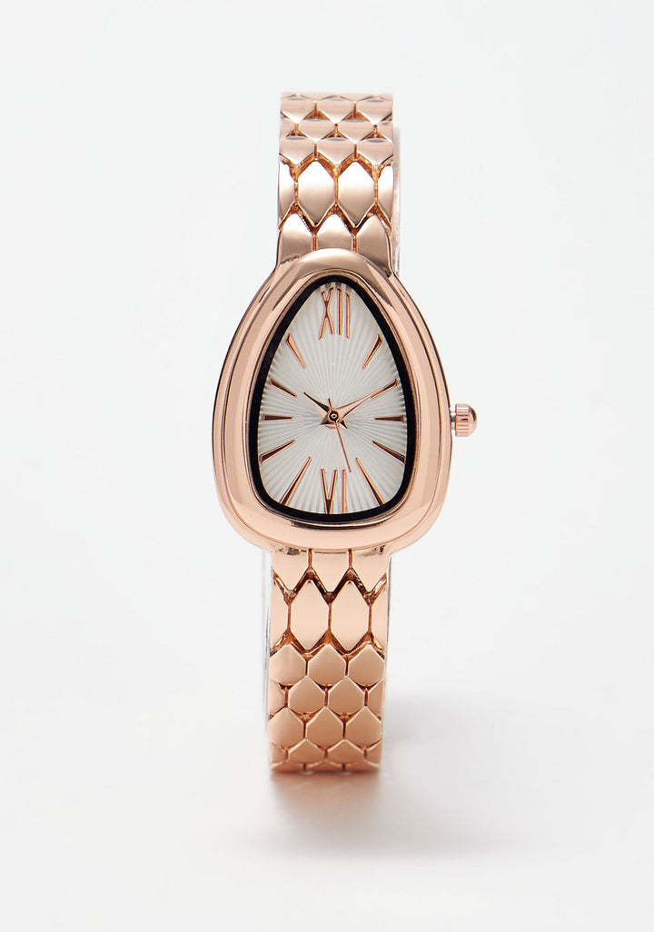 Mistotes Snake Textured Metallic Wristwatch