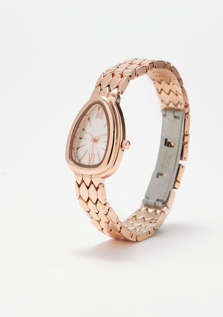 Mistotes Snake Textured Metallic Wristwatch
