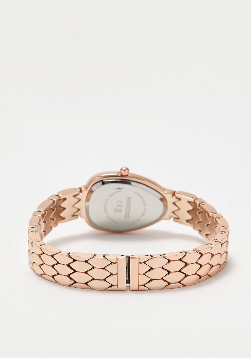 Mistotes Snake Textured Metallic Wristwatch