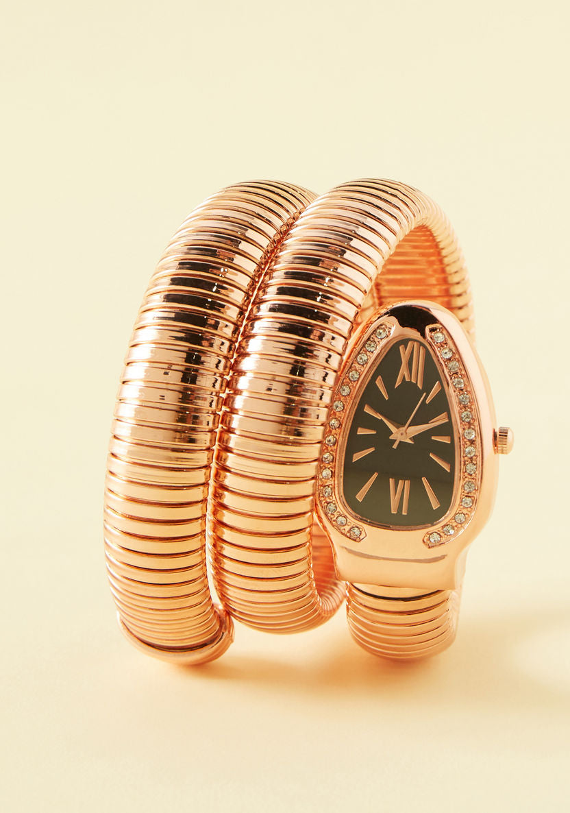 Mistotes Embellished Analog Dial Watch with Spiral Strap