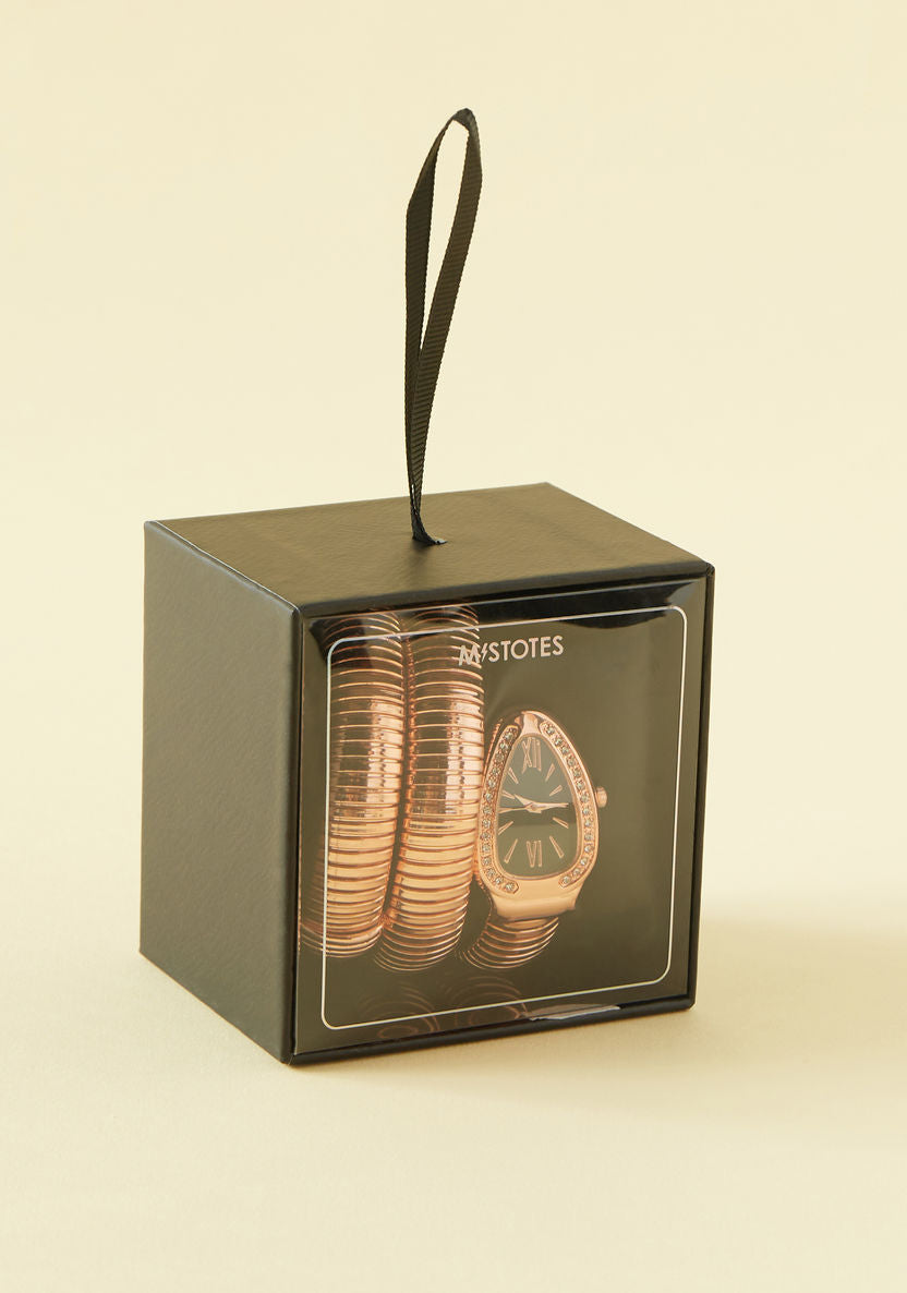 Mistotes Embellished Analog Dial Watch with Spiral Strap