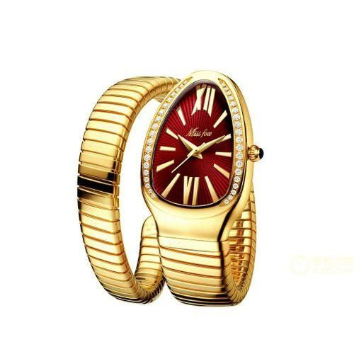 Red Snake watch Head Diamond Gold Quartz Watch