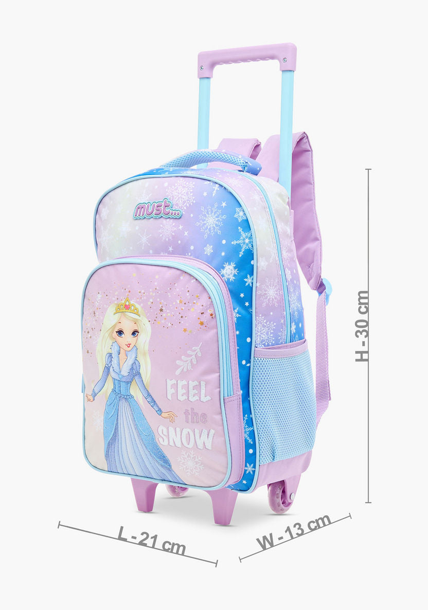 Must 5-Piece Princess Print 16-inch Trolley Backpack Set - 43x30x13 cms