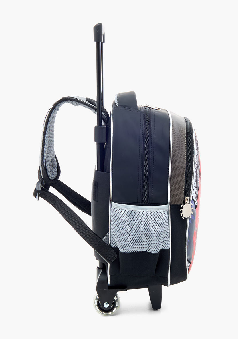 Spider-Man Print Trolley Backpack with Retractable Handle and Zip Closure - 14 inches