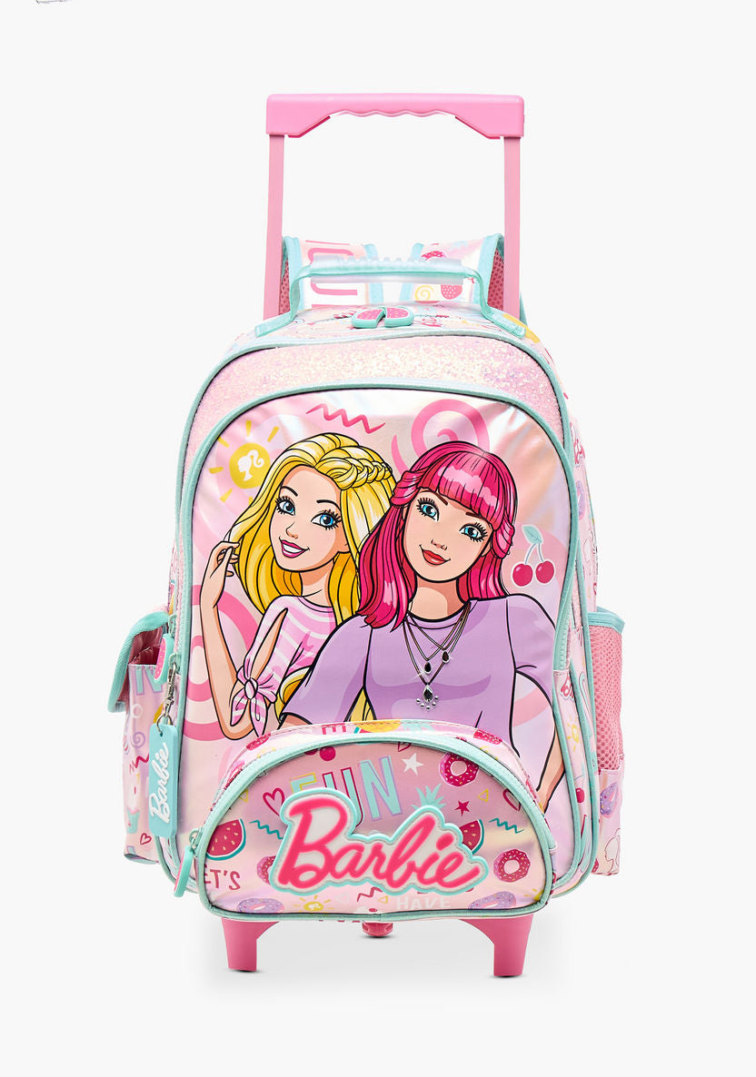 Barbie Print Trolley Backpack with Adjustable Shoulder Straps - 16 inches