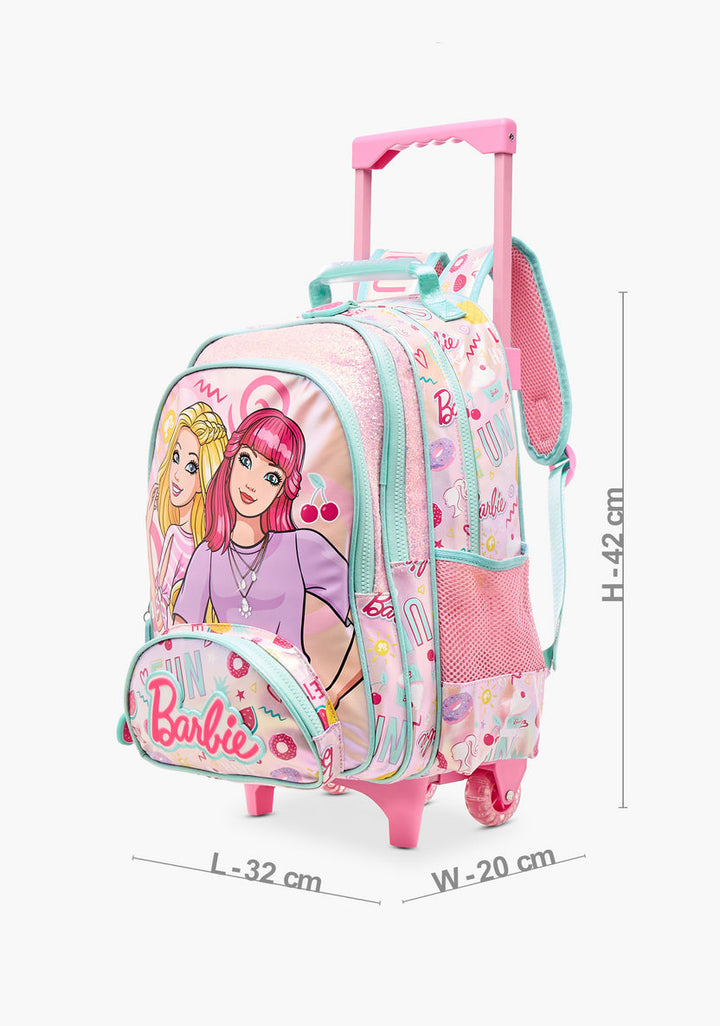 Barbie Print Trolley Backpack with Adjustable Shoulder Straps - 16 inches