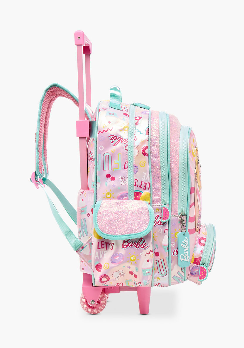 Barbie Print Trolley Backpack with Adjustable Shoulder Straps - 16 inches